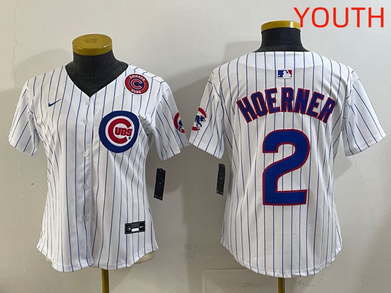 Youth 2025 Chicago Cubs #2 Hoerner White Stripe Game Nike MLB Jersey style 4